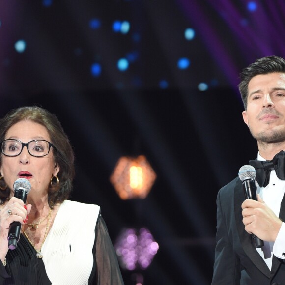 Exclusif - Nana Mouskouri et Vincent Niclo - Enregistrement de l'émission "Bon anniversaire Line" à l'occasion des 90 ans de Line Renaud au Théâtre Bobino à Paris, le 25 juin 2018. L'émission, présentée par Stéphane Bern, est diffusée mardi 3 juillet 2018 à 20h55 sur France 2. © Coadic Guirec / Bestimage