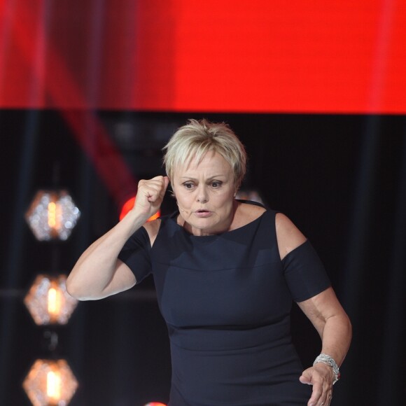 Exclusif - Michèle Laroque et Muriel Robin - Enregistrement de l'émission "Bon anniversaire Line" à l'occasion des 90 ans de Line Renaud au Théâtre Bobino à Paris, le 25 juin 2018. L'émission, présentée par Stéphane Bern, est diffusée mardi 3 juillet 2018 à 20h55 sur France 2. © Coadic Guirec / Bestimage