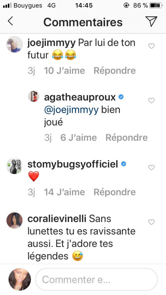 Stomy Bugsy sous le charme d'Agathe Auproux, il lui fait une petite déclaration sur Instagram, le 1er juillet 2018.