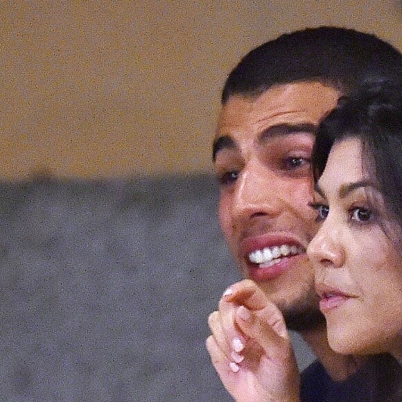 Exclusif - Kourtney Kardashian et son compagnon Younes Bendjima ont été aperçus en train de prendre du bon temps sur le port de Portofino en Italie, le 3 juillet 2018.