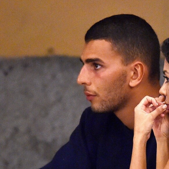 Exclusif - Kourtney Kardashian et son compagnon Younes Bendjima ont été aperçus en train de prendre du bon temps sur le port de Portofino en Italie, le 3 juillet 2018.