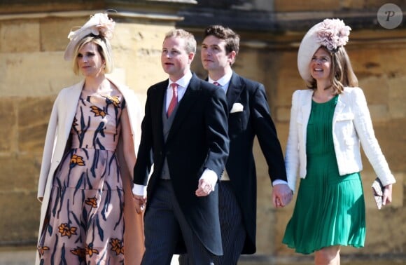 Guy Pelly et sa femme Elizabeth Wilson avec James et Laura Meade au mariage du prince Harry et de Meghan Markle à Windsor le 19 mai 2018.