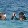 Exclusif - Cristiano Ronaldo et sa compagne Georgina Rodriguez font de la plongée sous-marine pendant leurs vacances en Grèce, le 8 juillet 2018.