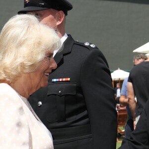 Camilla Parker Bowles, duchesse de Cornouailles en visite à Wimbledon à l'occasion du tournoi de Tennis à Londres le 11 juillet 2018