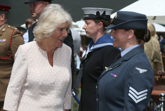 Camilla Parker Bowles, duchesse de Cornouailles en visite à Wimbledon à l'occasion du tournoi de Tennis à Londres le 11 juillet 2018