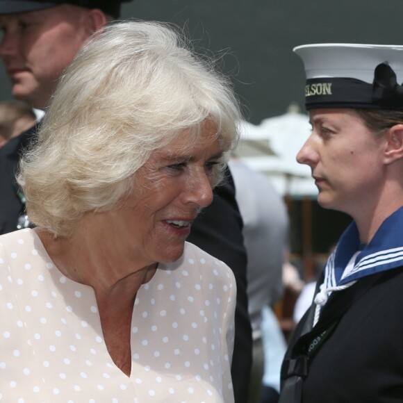 Camilla Parker Bowles, duchesse de Cornouailles en visite à Wimbledon à l'occasion du tournoi de Tennis à Londres le 11 juillet 2018