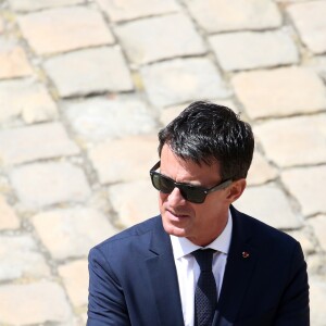 Manuel Valls - Hommage national à Claude Lanzmann dans la cour d'honneur de l'Hôtel national des Invalides à Paris. Le 12 juillet 2018 © Stéphane Lemouton / Bestimage