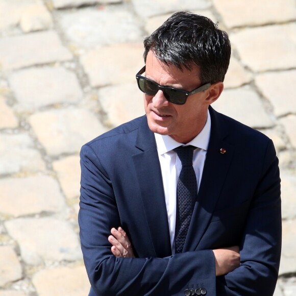 Manuel Valls - Hommage national à Claude Lanzmann dans la cour d'honneur de l'Hôtel national des Invalides à Paris. Le 12 juillet 2018 © Stéphane Lemouton / Bestimage