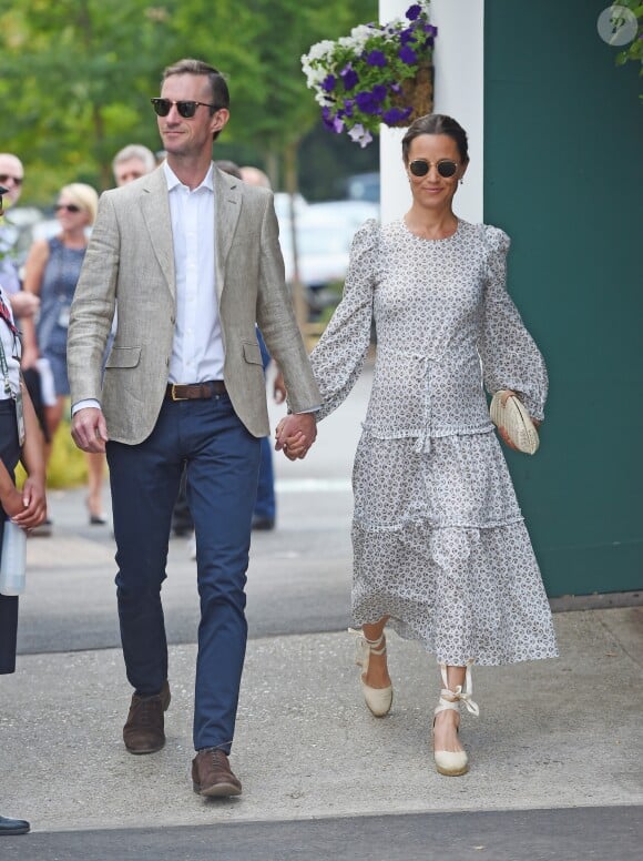 Pippa Middleton et son mari James Matthews au tournoi de Wimbledon à Londres, le 13 juillet 2018.