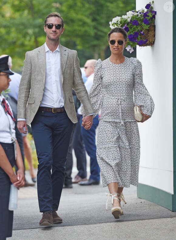 Pippa Middleton et son mari James Matthews au tournoi de Wimbledon à Londres, le 13 juillet 2018.