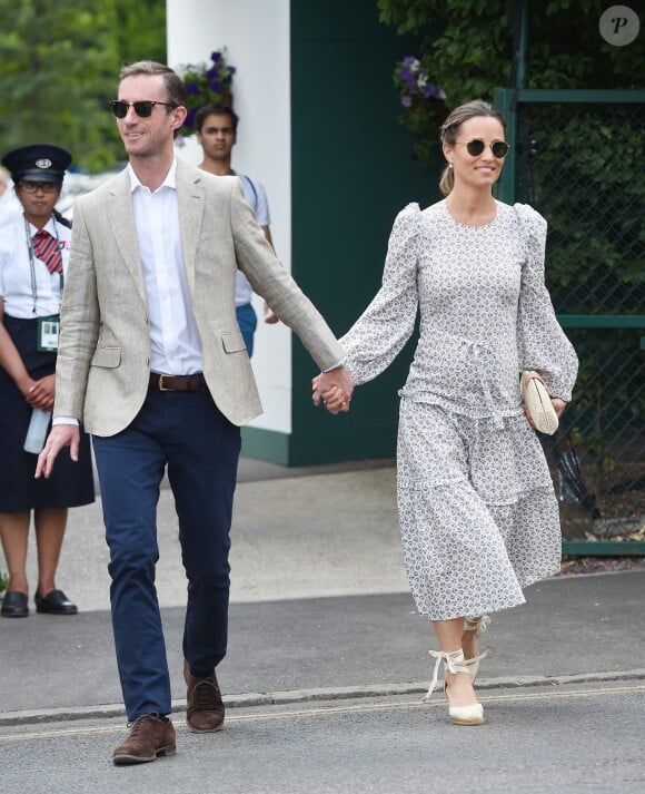 Pippa Middleton et son mari James Matthews au tournoi de Wimbledon à Londres, le 13 juillet 2018.