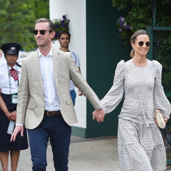 Pippa Middleton et son mari James Matthews au tournoi de Wimbledon à Londres, le 13 juillet 2018.