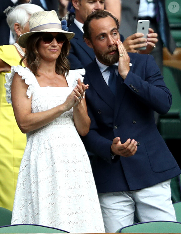 Pippa Middleton et son frère James à Wimbledon le 5 juillet 2018.