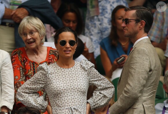Pippa and James Matthews on centre court on day eleven of the Wimbledon Championships at the All England Lawn Tennis and Croquet Club, Wimbledon. London, UK, on Friday July 13, 2018. Photo by Nigel French/PA Wire/ABACAPRESS.COM14/07/2018 - London