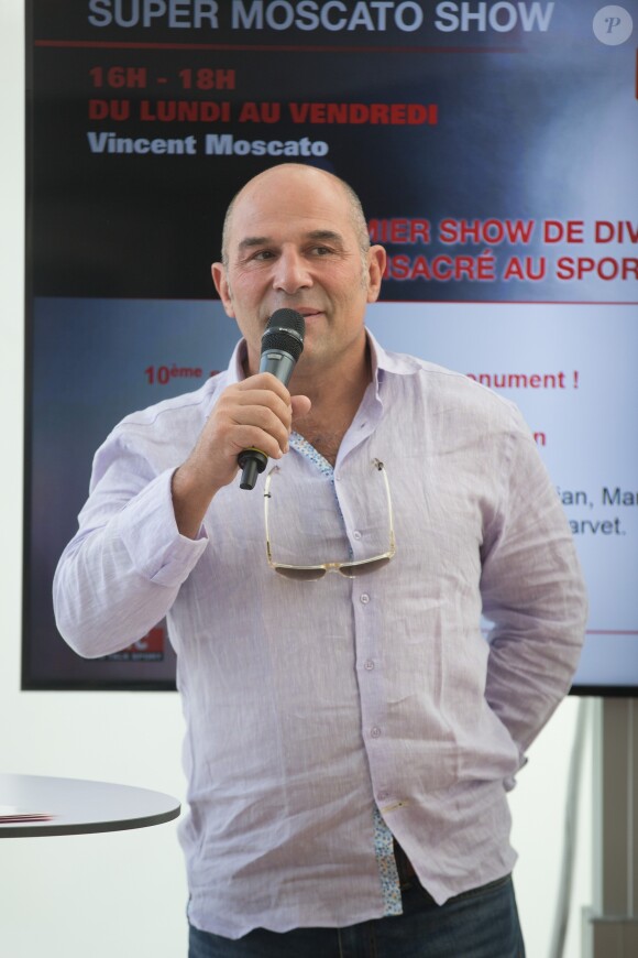 Vincent Moscato - Conférence de presse de la rentrée de la station de radio RMC à la maison de l'Alsace sur les Champs-Elysées à Paris le 31 aout 2017.