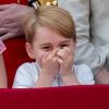 Le prince George de Cambridge au balcon de Buckingham Palace lors de la parade Trooping the Colour à Londres, le 9 juin 2018.