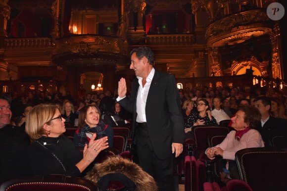 Exclusif - Nicolas Sarkozy assiste au concert de sa femme Carla Bruni à l'Opéra Garnier à Monaco. Le 29 novembre 2017. © Bruno Bebert / Bestimage