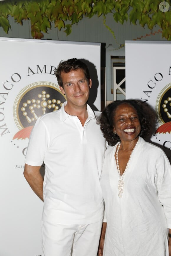 Exclusif - Angela Van Wright Von Berger et Christian Moore lors d'une soirée "White Party" au Monaco Ambassadors Club à Monaco, le 6 juillet 2018. © Claudia Albuquerque/Bestimage