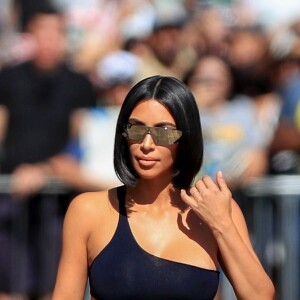 Kim Kardashian à son arrivée à El Capitan Entertainment à Hollywood, le 30 juillet 2018