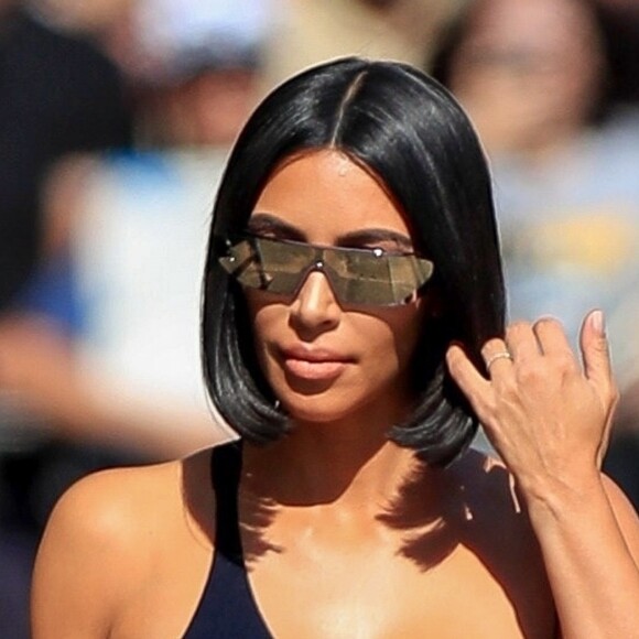 Kim Kardashian à son arrivée à El Capitan Entertainment à Hollywood, le 30 juillet 2018