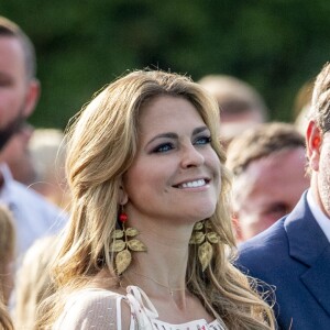 La princesse Madeleine de Suède et Christopher O'Neill lors des célébrations du 41e anniversaire de la princesse Victoria à Borgholm le 14 juillet 2018.