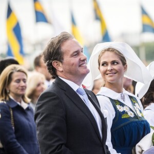 La princesse Madeleine de Suède et Christopher O'Neill lors des célébrations de la Fête nationale suédoise à Stockholm, le 6 juin 2018.