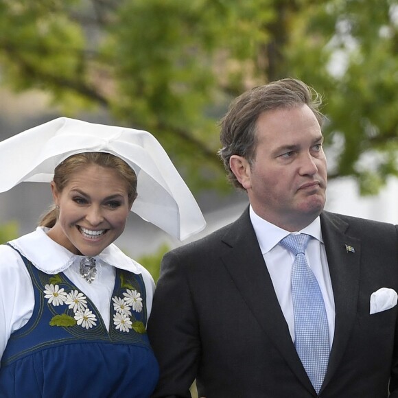 La princesse Madeleine de Suède et Christopher O'Neill lors des célébrations de la Fête nationale suédoise à Stockholm, le 6 juin 2018.