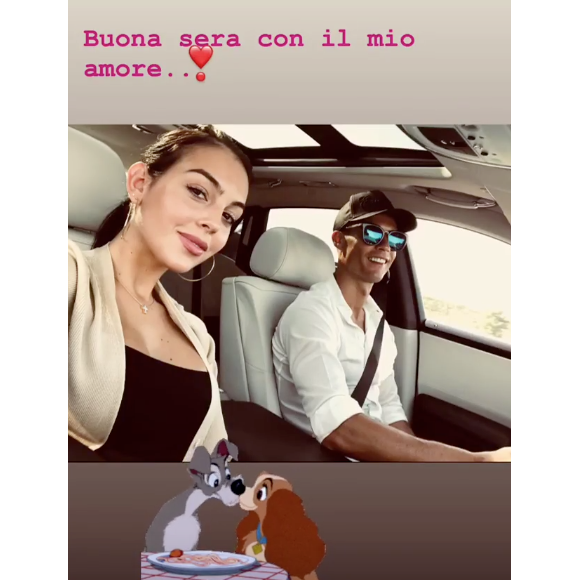 Cristiano Ronaldo et Georgina Rodriguez, image de la story Instagram de Georgina le 5 août 2018 lors d'une soirée en amoureux en Italie.
