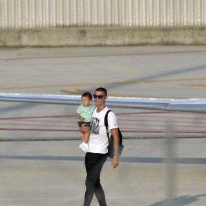 Cristiano Ronaldo et sa famille arrivant à Turin le 29 juillet 2018.