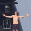 Exclusif - Liam Payne s'éclate avec sur un méga yacht dans le sud de la France le 28 juillet 2018.