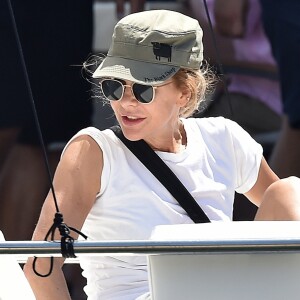 Exclusif - Meg Ryan profite de jolies vacances avec une amie sous le soleil de Portofino en Italie. Le 6 août 2018