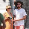 Exclusif - No web - Kate Hudson enceinte et son compagnon Danny Fujikawa sont allés déjeuner en amoureux au restaurant à Santa Monica, le 10 août 2018  For germany call for price Exclusive - Pregnant actress Kate Hudson, who is only a month away from welcoming her third baby, and her boyfriend Danny Fujikawa go to lunch in Santa Monica. She wore a burnt orange maxi dress and carried a black leather designer tote bag. 10th august 201810/08/2018 - Los Angeles