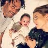 Christian Karembeu pose avec son épouse Jackie Chamoun et leur fille Gaïa sur Instagram, 1er janvier 2018.