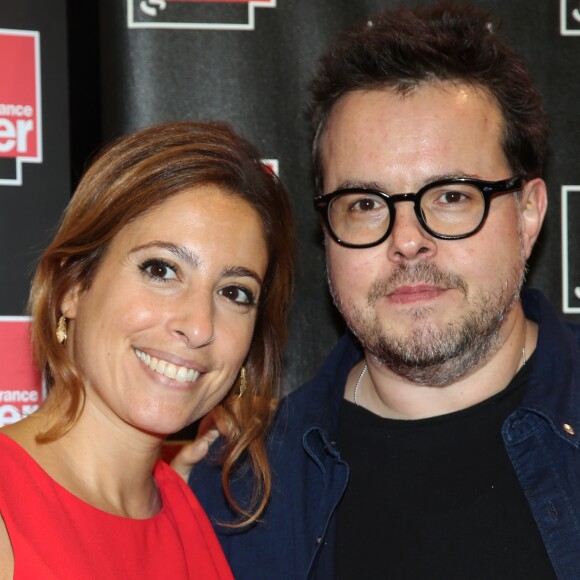 Léa Salamé et Nicolas Demorand - Conférence de presse de rentrée de Radio France à la Maison de la radio à Paris le 30 Aout 2017. © Denis Guignebourg/Bestimage