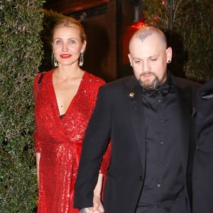 Cameron Diaz et son mari Benji Madden - Les célébrités quittent la soirée de fiançailles de Gwyneth Paltrow et Brad Falchuk à Los Angeles le 14 avril 2018.