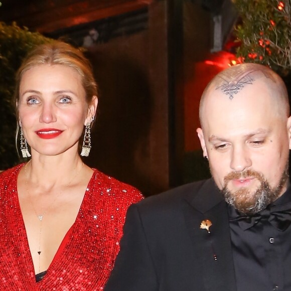 Cameron Diaz et son mari Benji Madden - Les célébrités quittent la soirée de fiançailles de Gwyneth Paltrow et Brad Falchuk à Los Angeles le 14 avril 2018.