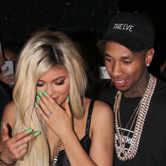 Kylie Jenner et son compagnon le rappeur Tyga - Kylie Jenner fête ses 18 ans avec sa famille et ses amis à West Hollywood, le 9 août 2015.