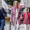 La reine Mathilde de Belgique accompagne ses enfants, le prince Gabriel et la princesse Eleonore à l'école à Bruxelles le 3 septembre 2018. 03/09/2018 - Bruxelles