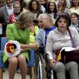 La reine Mathilde de Belgique visitait le centre de loisirs Ter Helme à Oostuinkerke le 4 septembre 2018 à l'occasion d'une opération en faveur de personnes en situation de handicap physique.