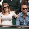 Eric Judor et sa compagne (enceinte) aux Internationaux de France de tennis de Roland Garros à Paris, le 29 mai 2014.