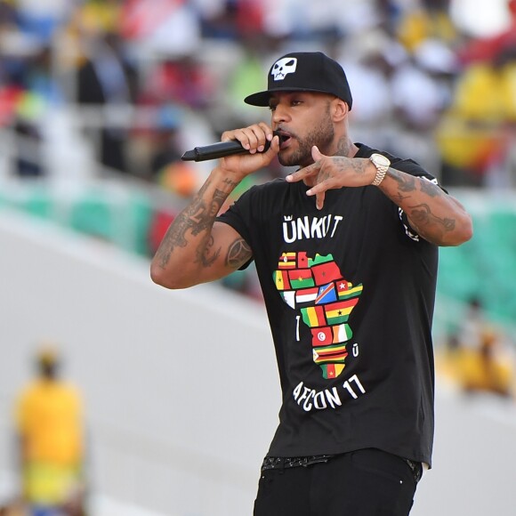 Booba lors de la cérémonie d'ouverture de l'Africa Cup of Nations (CAN) au Stade de l'Amitié à Libreville, Gabon, le 14 janvier 2017.