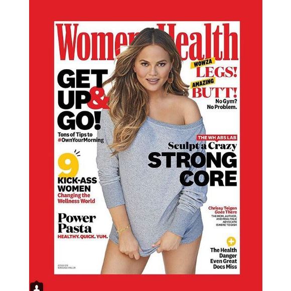 Chrissy Teigen en couverture du magazine "Women's Health", numéro d'octobre 2018.