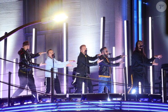Les Backstreet Boys sur le toit du Radio City Music Hall lors des MTV Video Music Awards 2018 à New York, le 20 août 2018.