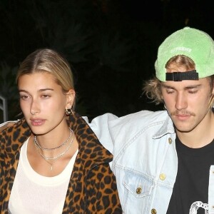 Exclusif - Justin Bieber et sa fiancée Hailey Baldwin sont allés dîner en amoureux au restaurant japonais à Los Angeles, le 28 août 2018.