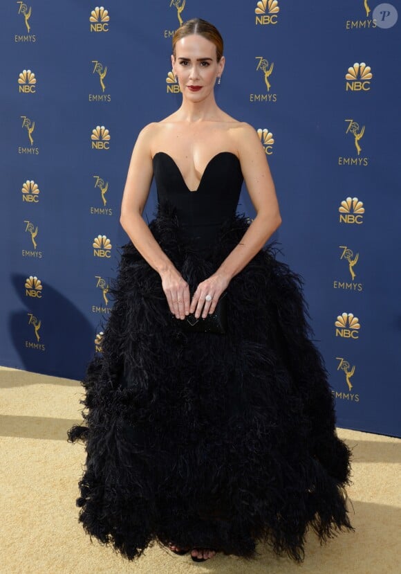 Sarah Paulson en Oscar de la Renta au 70ème Primetime Emmy Awards au théâtre Microsoft à Los Angeles, le 17 septembre 2018.