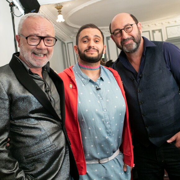 Exclusif - Olivier Baroux, Malik Bentalha et Kad Merad - Backstage de l'enregistrement de l'émission "On refait les grands duos d'humour" au Théâtre de Paris, le 29 mai 2018. Diffusion sur France 3 le 21 septembre à 21 © Romuald Meigneux-Pierre Pérusseau / Bestimage