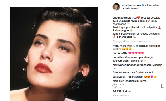 Cristina Cordula dévoile une magnifique photo de ses années mannequin sur Instagram. Septembre 2018.