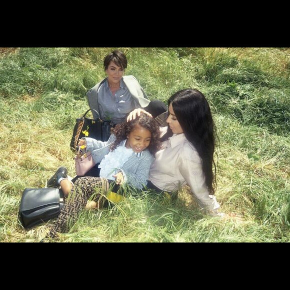 Kris Jenner, Kim Kardashian et sa fille north West pour la campagne publicitaire "#MeandMyPeekaboo" de Fendi. Juillet 2018.