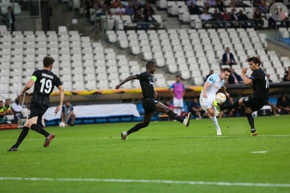 Florian Thauvin lors du match de l'Olympique de Marseille contre l'Eintracht Francfort au Vélodrome en Ligue des Champions le 20 septembre 2018.