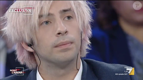 Jimmy Bennett donne une interview exclusive sur le plateau de "Non è l'Arena sur la chaîne italienne LA7, dimanche 23 septembre 2018.